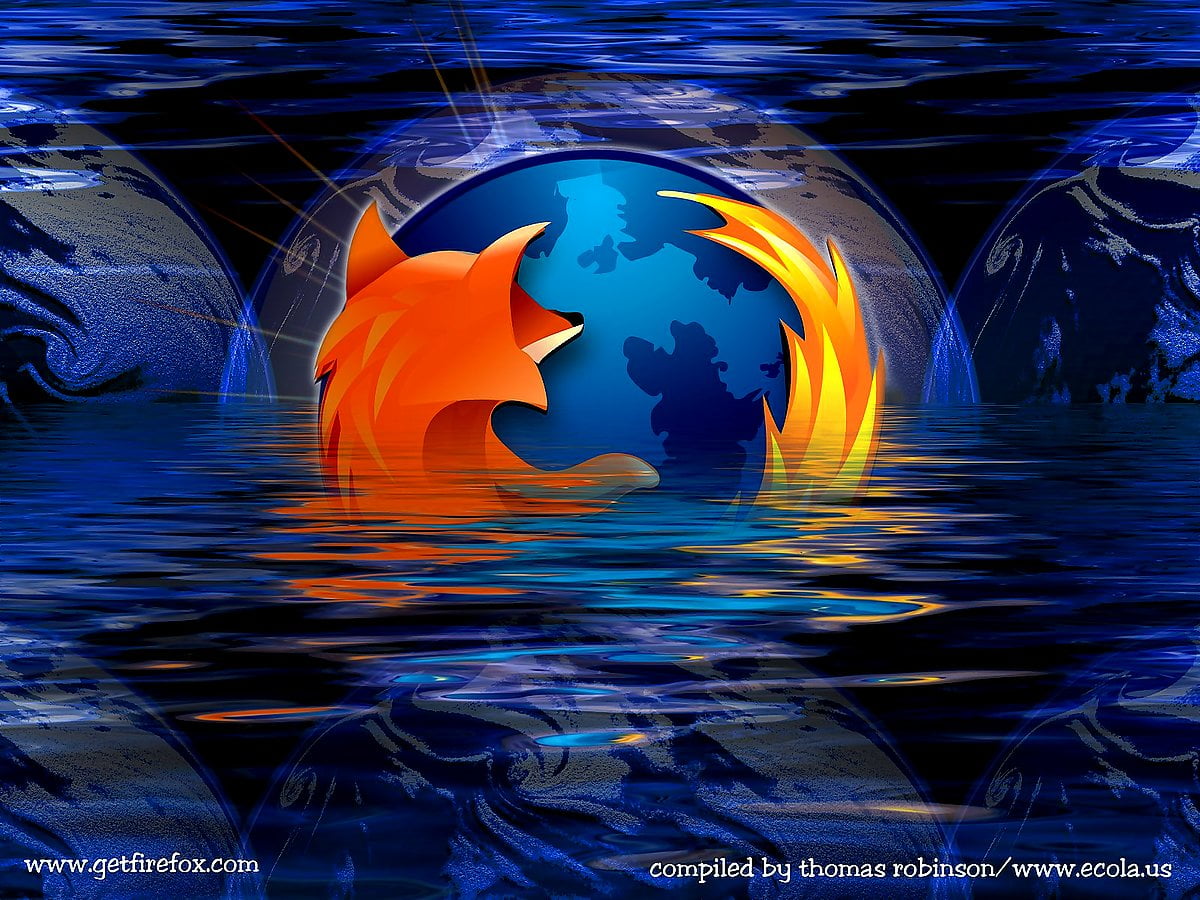 Firefox, elektrische blauwe, dieren, tekenfilms, golven / HD bureaublad achtergrond