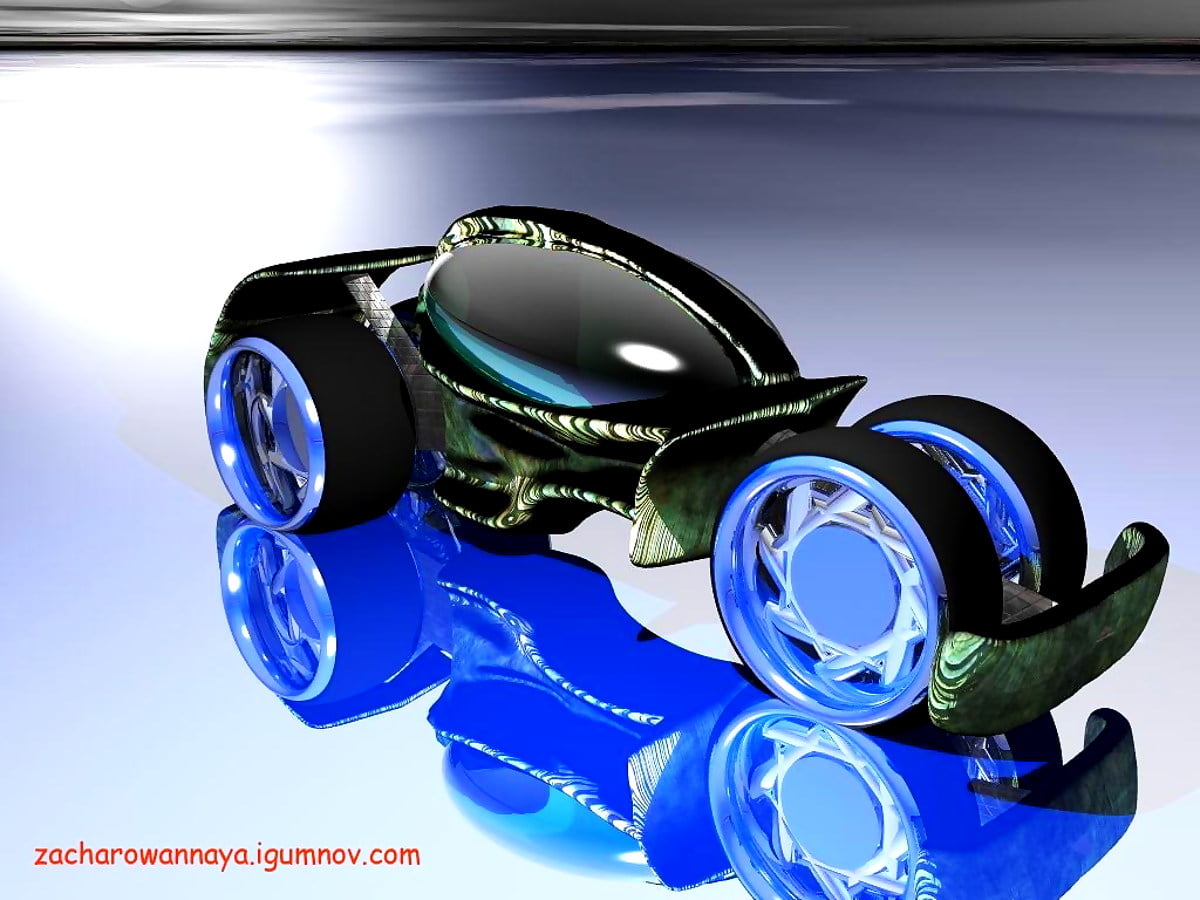 Robot, concept auto, elektrische blauwe, auto's - achtergrond
