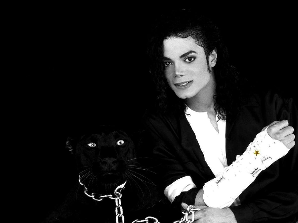 Michael Jackson met hond - HD bureaublad achtergrond (1600x1200)