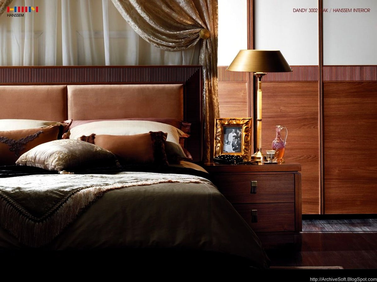 Slaapkamer met groot bed zit in kamer - gratis achtergrond 1600x1200