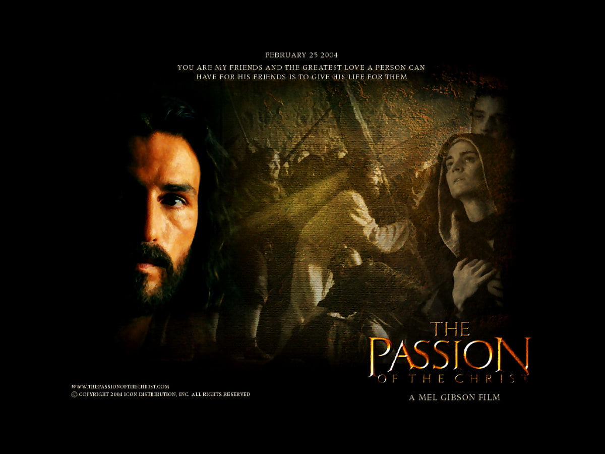 Persoon en tekst (scène uit film "The Passion of the Christ") : afbeelding voor achtergrond 1024x768