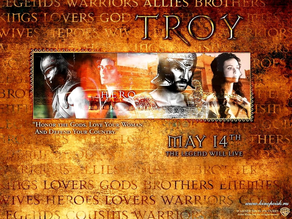 HD bureaublad achtergrond : katten, poster, reclame (scène uit film "Troy")