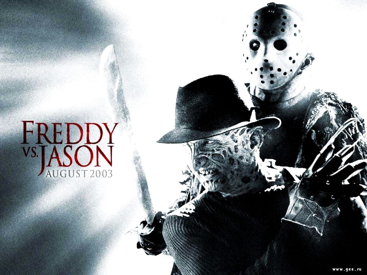 Achtergrond : poster, tekenfilms, albumhoes, films, grafisch ontwerp (scène uit film "Freddy vs. Jason") 1024x768