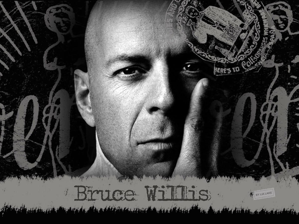 Bureaublad achtergrond — Bruce Willis, poster, krant-, Heren, handtekening 1600x1200