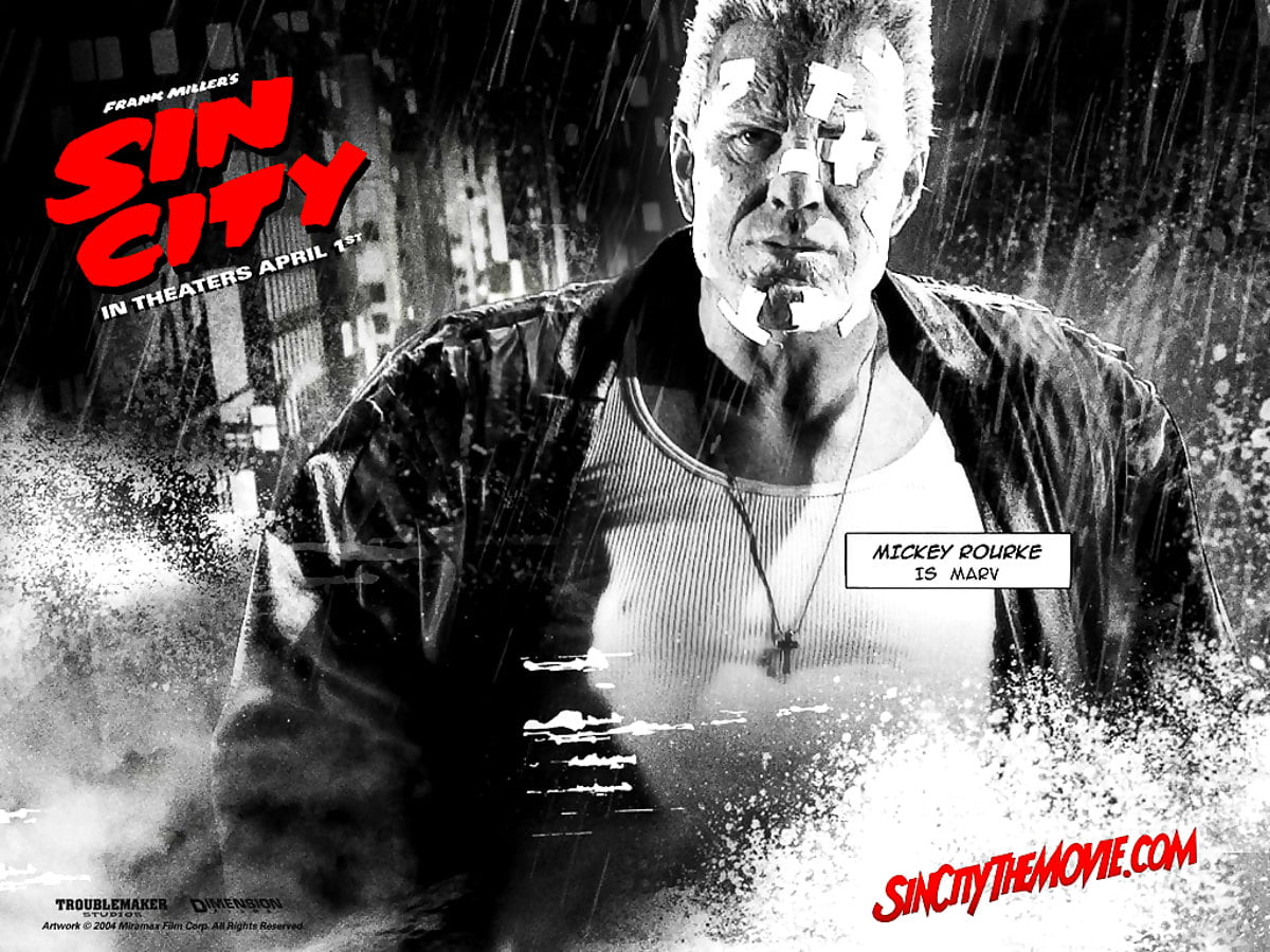 Bureaubladafbeelding / man in regen (scène uit film "Sin City") 1024x768
