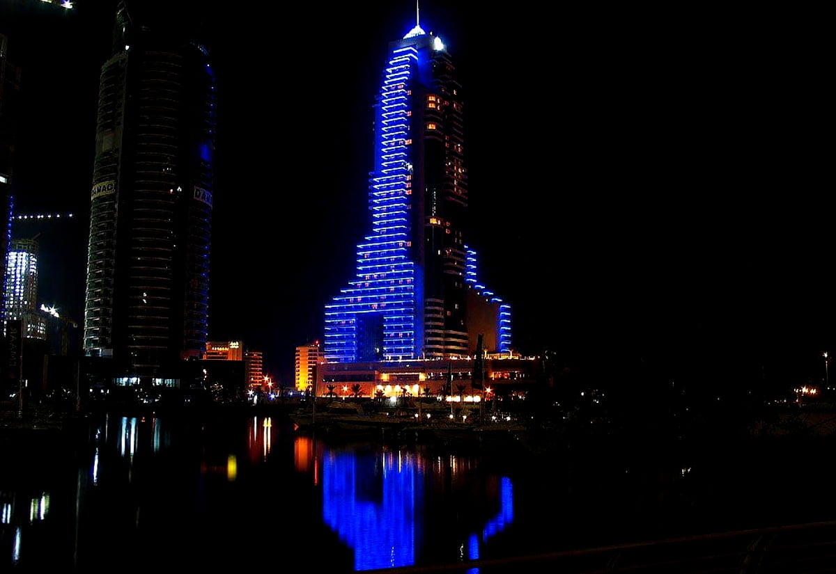 Dubai Marina Walk Emaar Dubai Stad Achtergrond Afbeelding 
