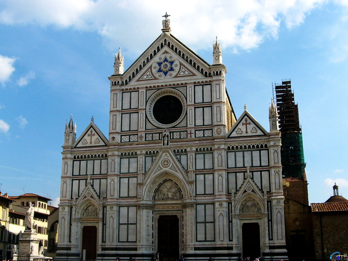 1600x1200 bureaublad achtergrond - grote kerk en Santa Croce, Florence (Basiliek van Santa Croce in Florence, Florence, Italië)