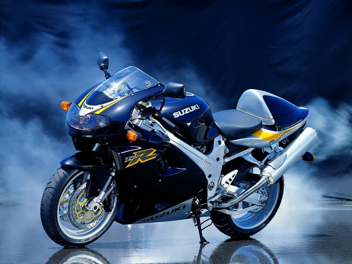 Achtergrond : blauwe en witte motorfiets 1600x1200