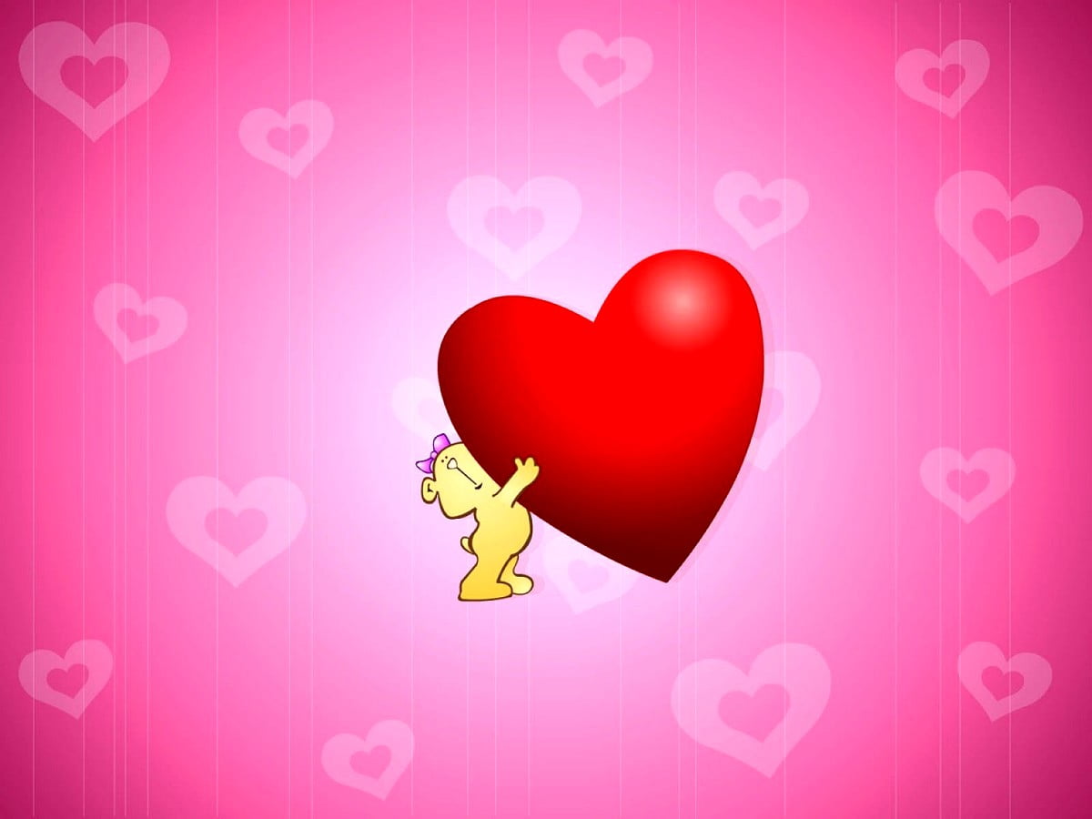 Valentijn, hart-, liefde, rode, tekenfilms / HD bureaublad achtergrond