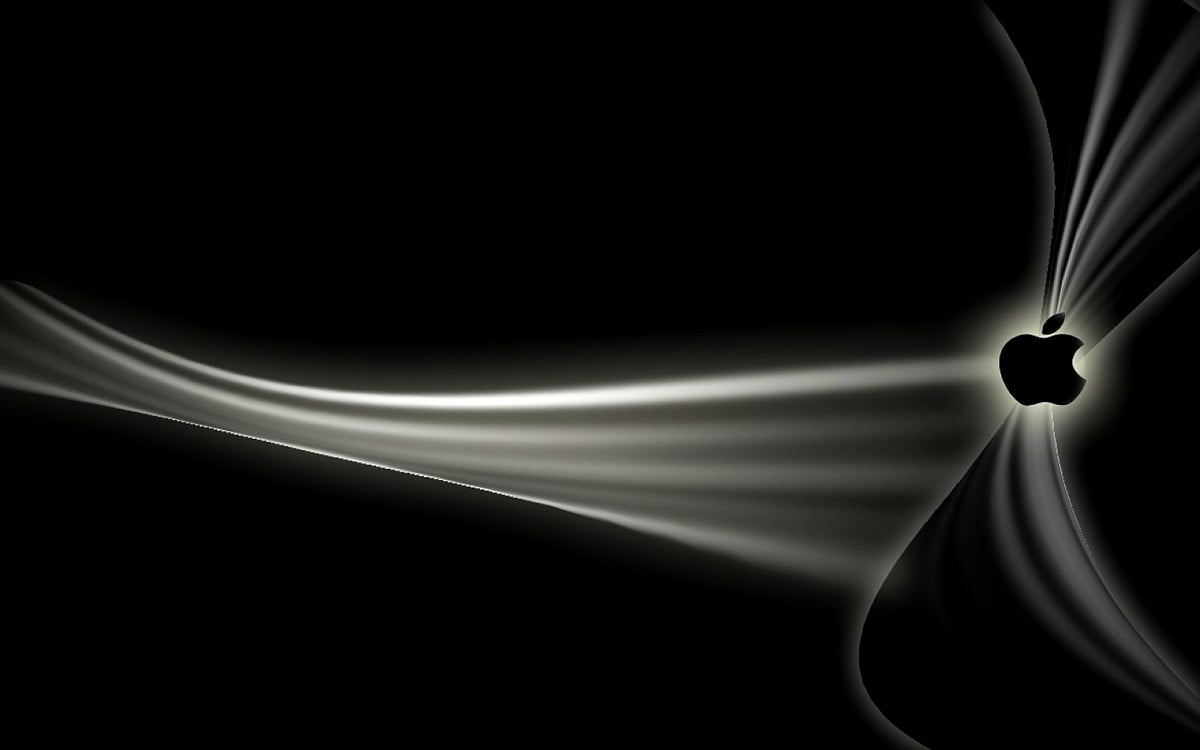 Apple-logo, zwarte, zwart-witte, Stilleven, duisternis : HD achtergrond 1600x1000