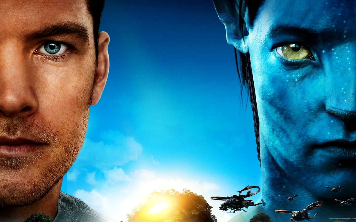 Heren, films, ogen, poster (scène uit film "Avatar") — achtergrond 1600x1000