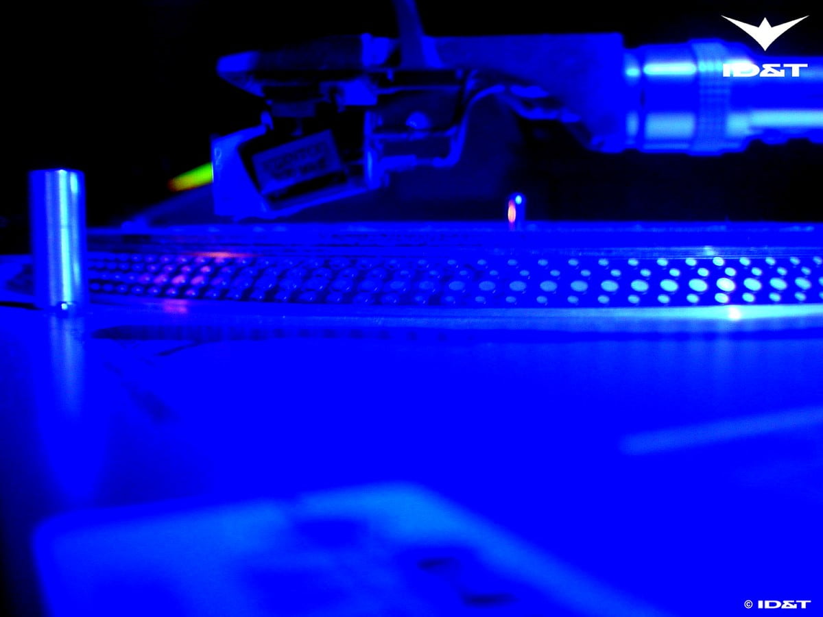 Achtergrond - draaitafels, blauwe, licht, verlichting, computer