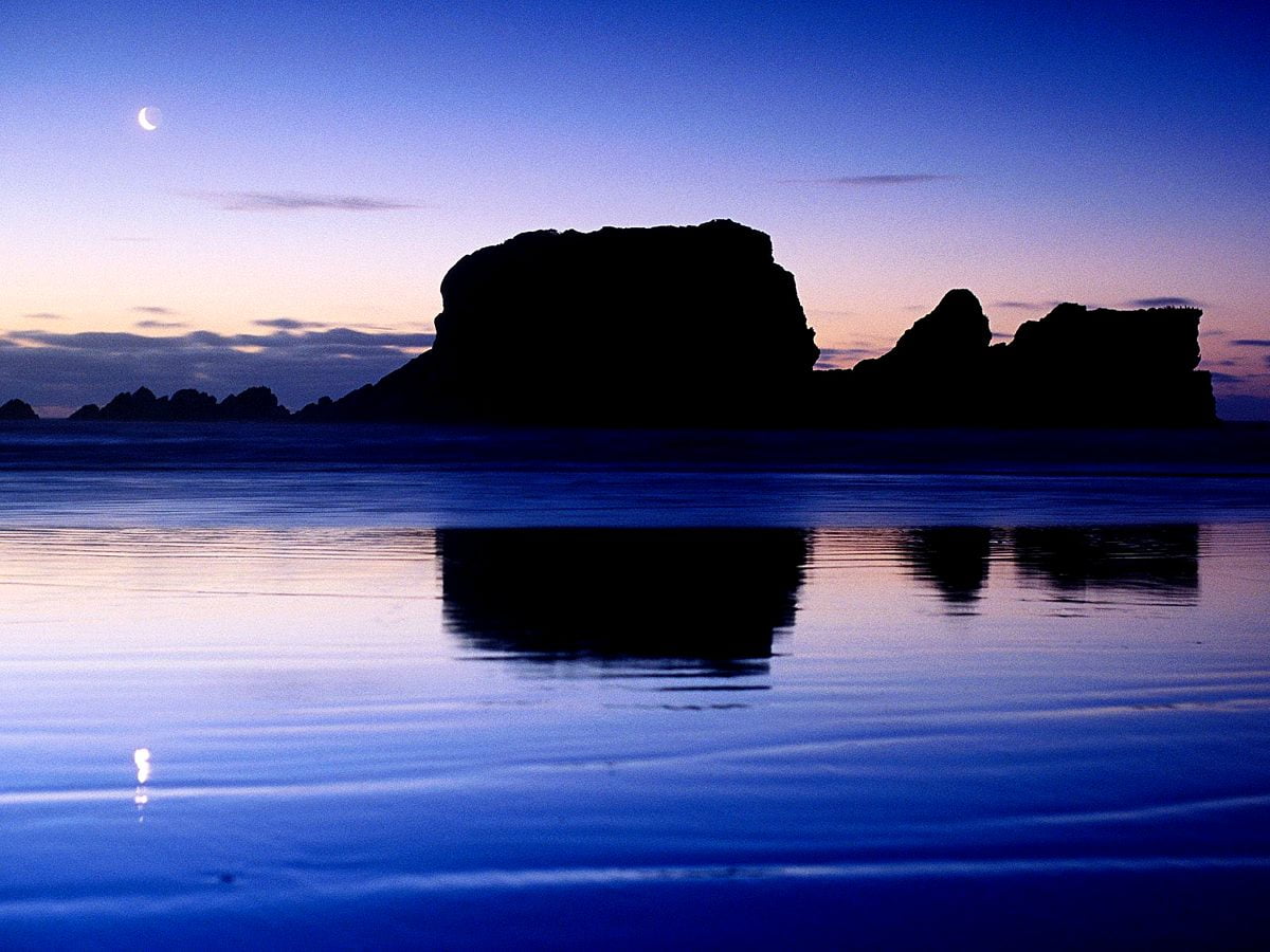 Zonsondergang over meer (Nieuw-Zeeland) — gratis bureaublad achtergrond 1600x1200